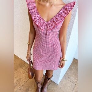 Beginning Boutique Red Checkered Mini Dress